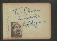 Ed Wynn - Signed Autograph Book Page - Twilight Zone - Mary Poppins d.1966