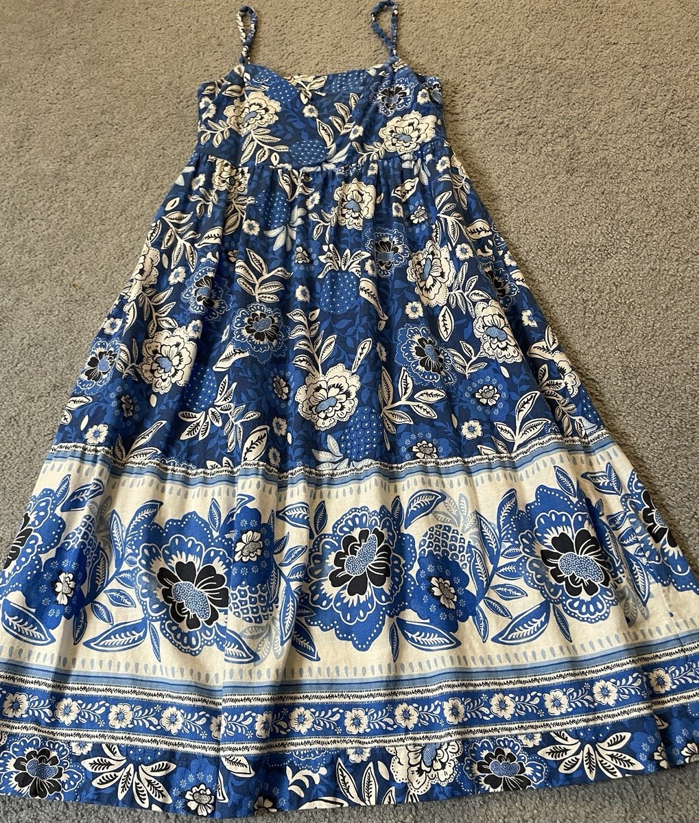 Rachel Zoe Floral Maxi Dress Sz L Linen Blend Blue White Smocked Boho Prairie | eBay Rachel Zoe Floral Maxi Dress Sz L Linen Blend Blue White Smocked Boho Prairie | eBay