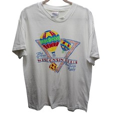 Vintage Wisconsin Dells Balloons T-Shirt White Made in USA Single Stitch Large
