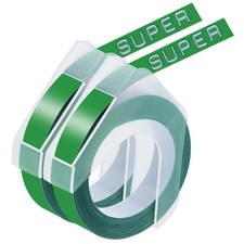 2PK 3D Embossing Tape DYMO Organizer Xpress Pro Label Maker White on Green 9mm