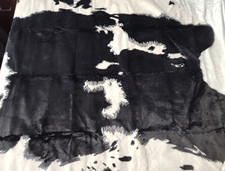 Faux Fur Black White Area Rug Hide Animal Cow Print 52 x 46 Feet ST38