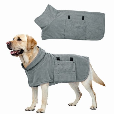 Dog Drying Coat Dog Robes for After Bath Bathrobe L Gray