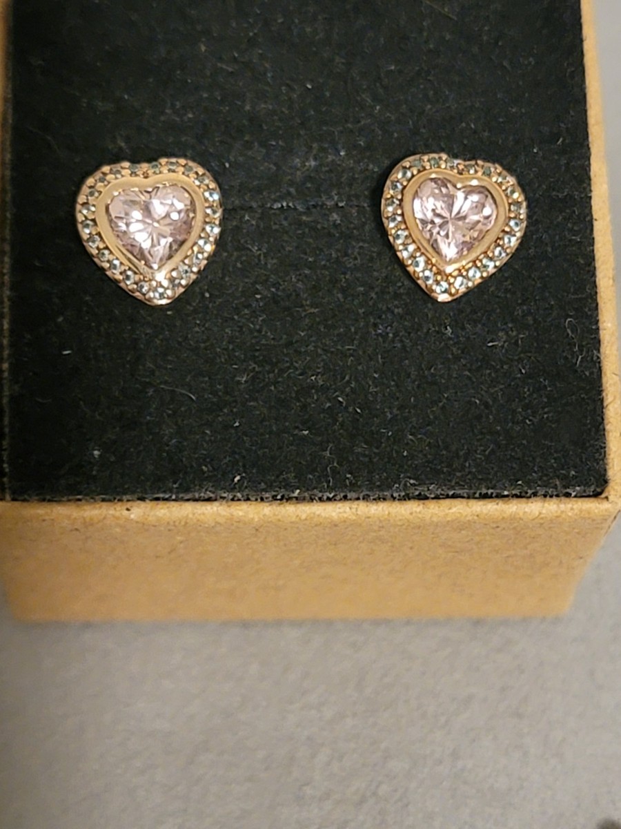 PANDORA Elevated Pink Sparkling Pavé Heart Stud Rose Gold Earrings With Box View 4