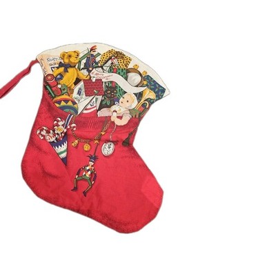 Vintage Stoff Weihnachtsstrumpf Rot Retro Geschenke