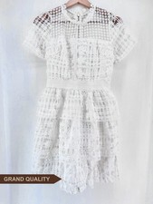 Women Dress Lace Flower Floral Wedding Party Union White Dress Size XS R1157