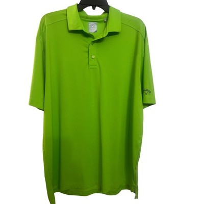 Callaway Opti Dri Golf Polo Shirt Men's XL Bright Lime Green Short Sleeve