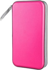 CD Case Holder, 80 Capacity CD/DVD Holders Wallet Hard Plastic Pink
