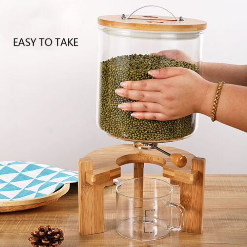 Dispensador de almacenamiento de cereales arroz/grano alimentos secos recipiente de vidrio 5L/7,5L con válvula - Imagen 10 de 45