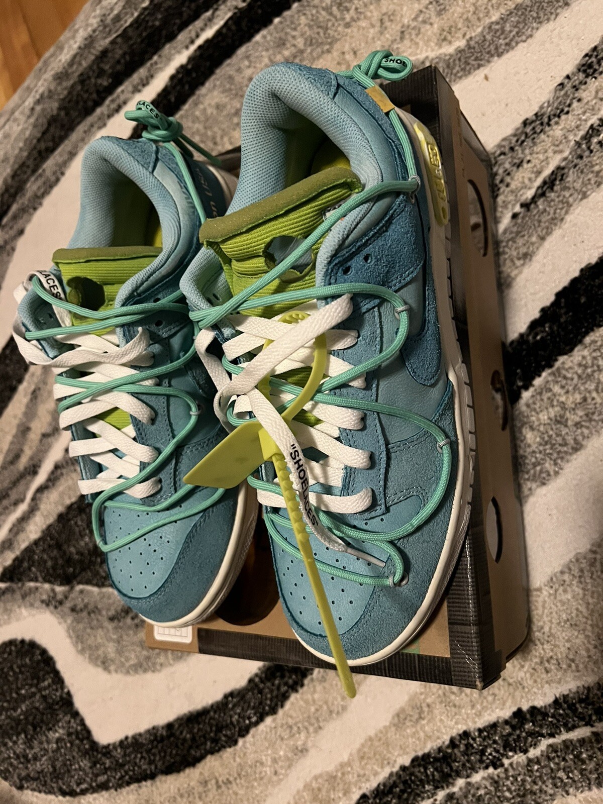 OFF WHITE X NIKE Lotto 14 Nike x Off White Dunk Low personalizzate tinte a mano taglia 10 5