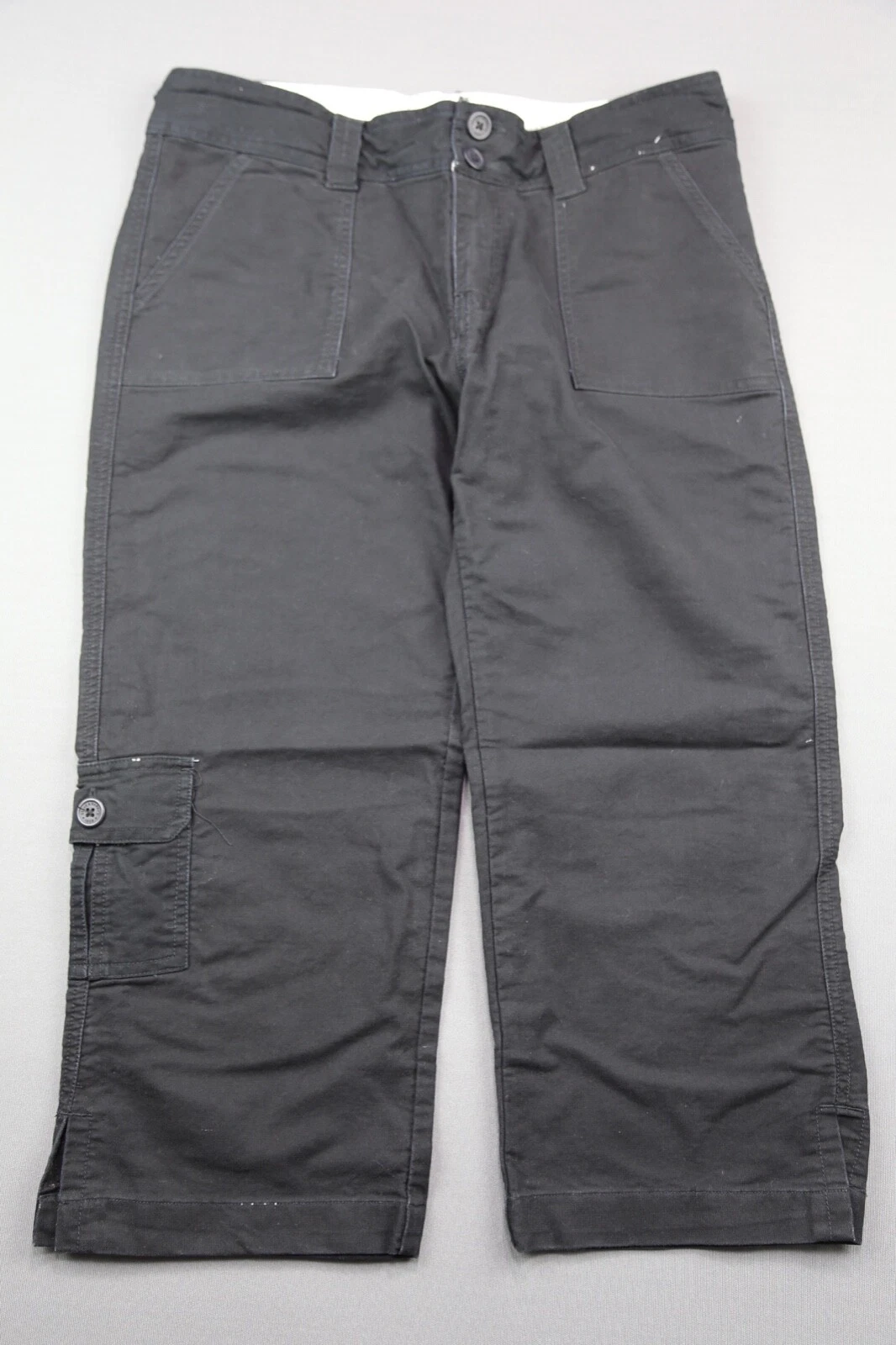 Women's Steve & Barry's Cargo Capri Cropped Black Size 8 (32x20) Zipper Fly