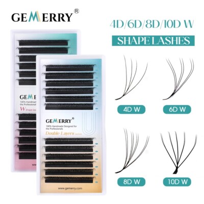 Gemerry 4D/6D/8D W Lash Two Tips W Shape Wimpernverlängerung Premade Volume Fans
