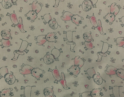 OOP ''Playful Pups'' Fabric By Paws For Thought & Benartex Fabrics Blue Pink BTHY