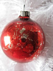 Vintage 2.25" Mercury Glass Round Ball Red with White Design Christmas Ornament — photo 4