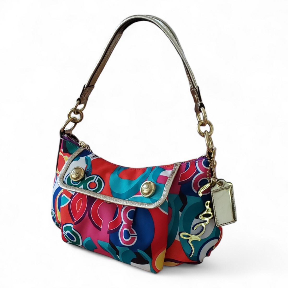 Coach Groovy Poppy Shoulder Bag Colorful Signature Logo