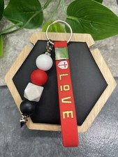 4" Silver-Tone Silicone Bead Love Scripture Keychain Purse Backpack New B2583