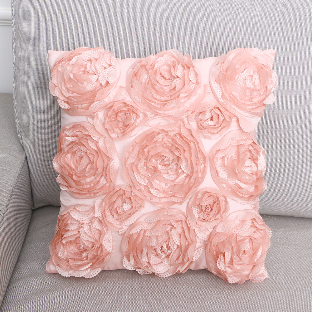 Flower Accent Pillowslips Flower Square Throw Case Valentines Cushion