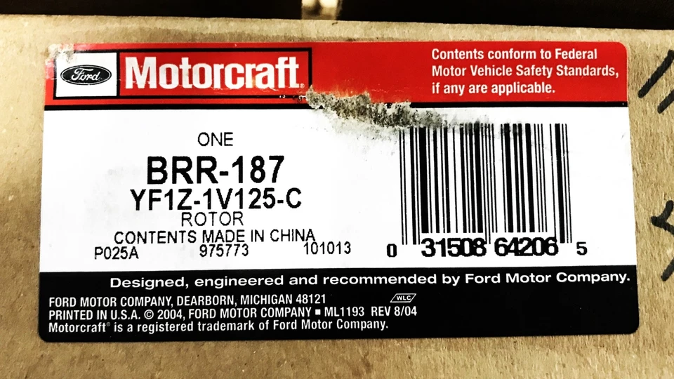Rotor de freno de disco delantero Motorcraft Ford BRR-187 NOS Foto 4 de 4
