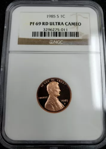 1985 S 1c Lincoln Memorial Proof Cent-NGC PF69RD (Red) Ultra Cameo 