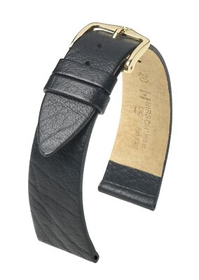 Hirsch Calf 16 mm black watch strap, length M