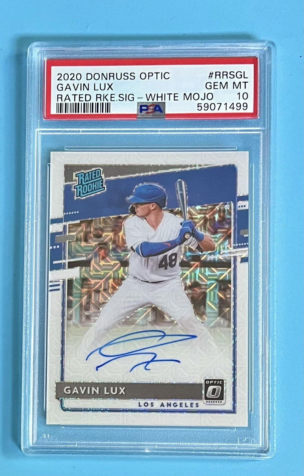 2020 Donruss Optic GAVIN LUX Rated Rookie White Mojo Auto /99 PSA 10 #RRS-GL
