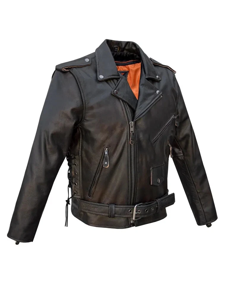 Chaqueta Live To Ride Para Hombre Cuero Retro Marrón Motocicleta Corredor Águila Repujada Foto 4 de 4