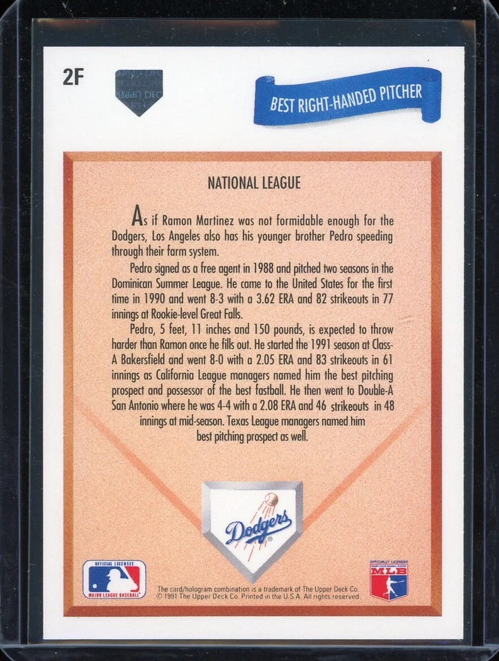 1991 Upper Deck "Final Edition" PEDRO MARTINEZ rookie rc #2F expos - Image 2 of 2