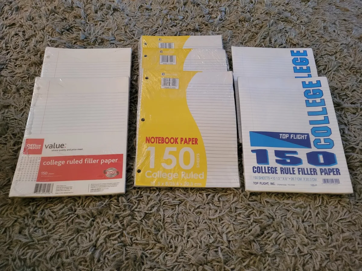 7 Filler Paper 10 1 2 x 8 Inches College Ruled Lot 150 Sheets Each