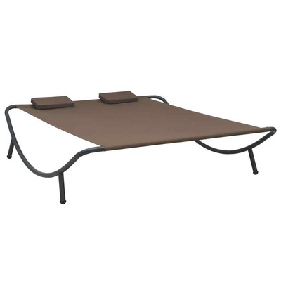 Outdoor Double Lounge Bed with Pillow Reclining Chair Beach Sunbed Garden Chaise