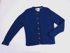 P&M Distributors Handarbeit Germany Royal Blue 100% Wool Cardigan Sweater Small