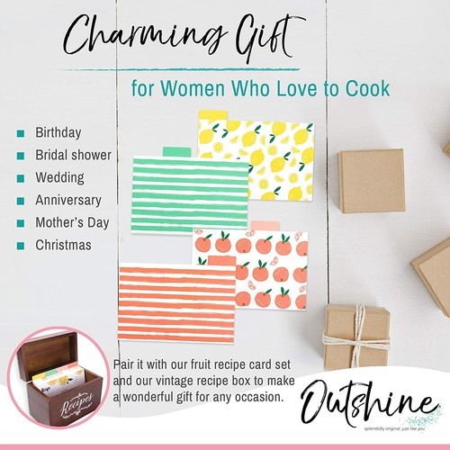 Outshine 24 Pack 4x6 Recipe Farmhouse Card Dividers Organizers Tabs - Picture 37 of 45