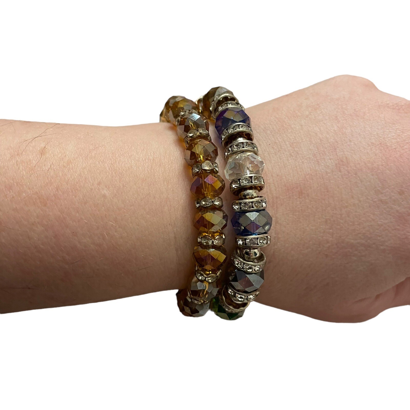 Crystal Bead Stretch Bracelets Two Multicolor Rhi… - image 2