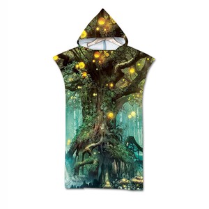 Novelty Gift Fairy Magic Tree Forest Large Poncho Hooded Swim Bath Beach Towel