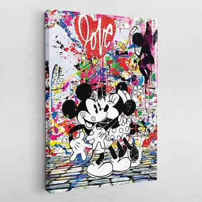 Leinwandbild Poster Acryl Pop Art Micky Maus Minnie Maus Liebe Love Comic Disney - Bild 1 von 4