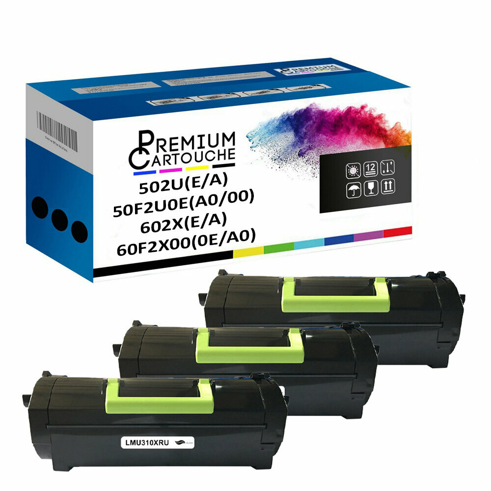 Toner noir Lexmark 502U 602X compatible premium pour impression laser nette x3