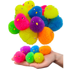 24 Pack - Neon Color Mini Chick Puffer Balls 1.75" Chicken Stress Relief Fun