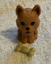 Barbie doll dog pet puppy brown bone 2019 animal accessory EUC 