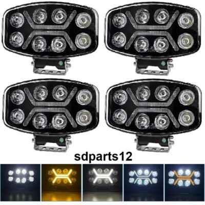 4 Höhepunkt Arbeits- 12V 24V LED 90W Licht Route + Position Weiß Orange Lkw E9