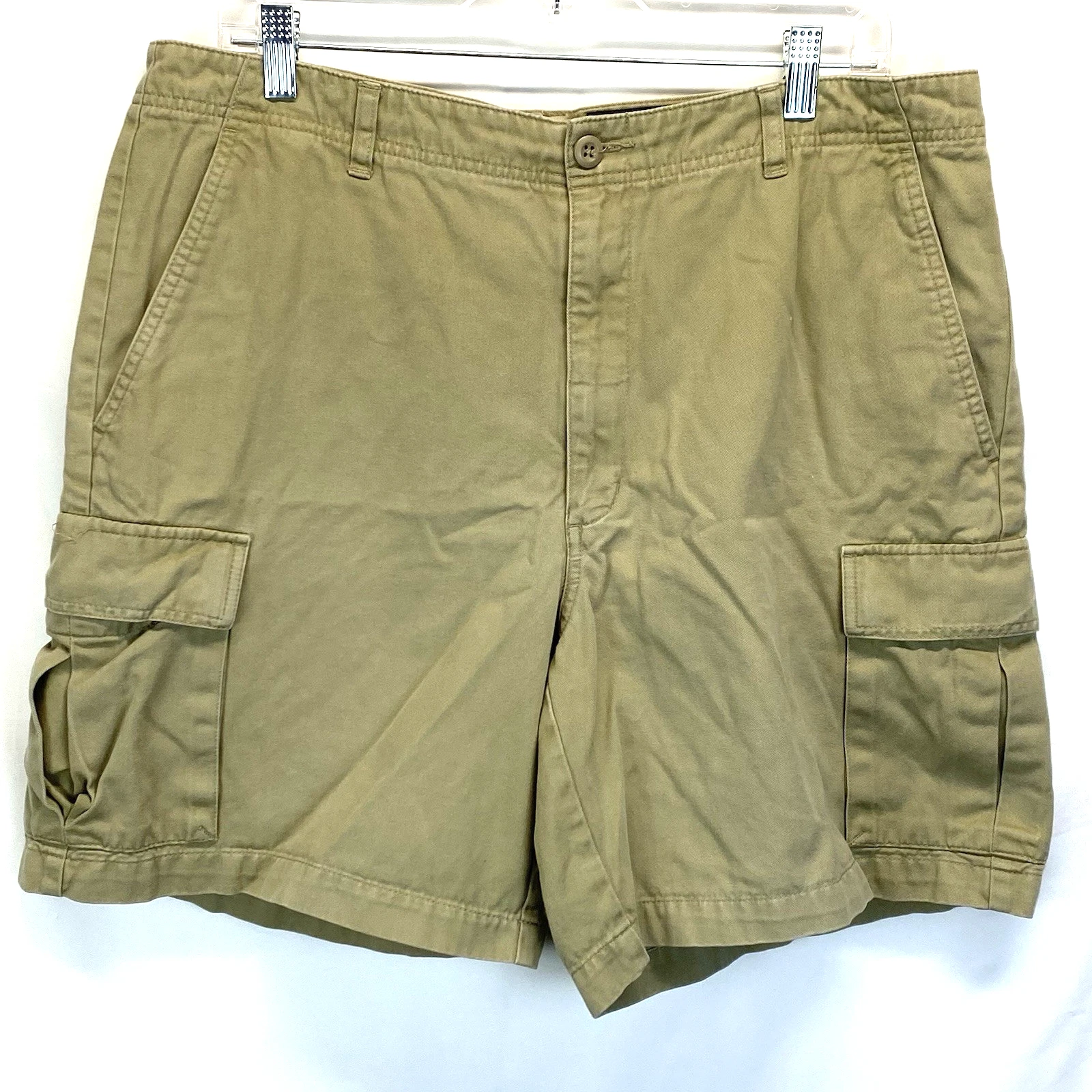 Eddie Bauer Men's Cargo Shorts Size 36 Khaki Multiple Pockets Cotton