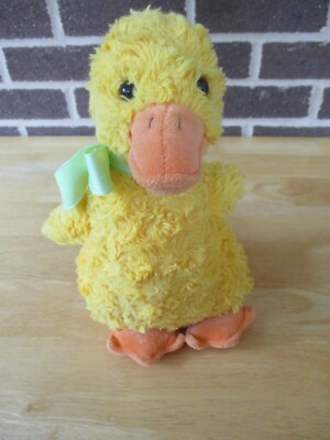 Hallmark Cards DUCK 10'' Sit Plush Bright Yellow Body Green Neck Ribbon 