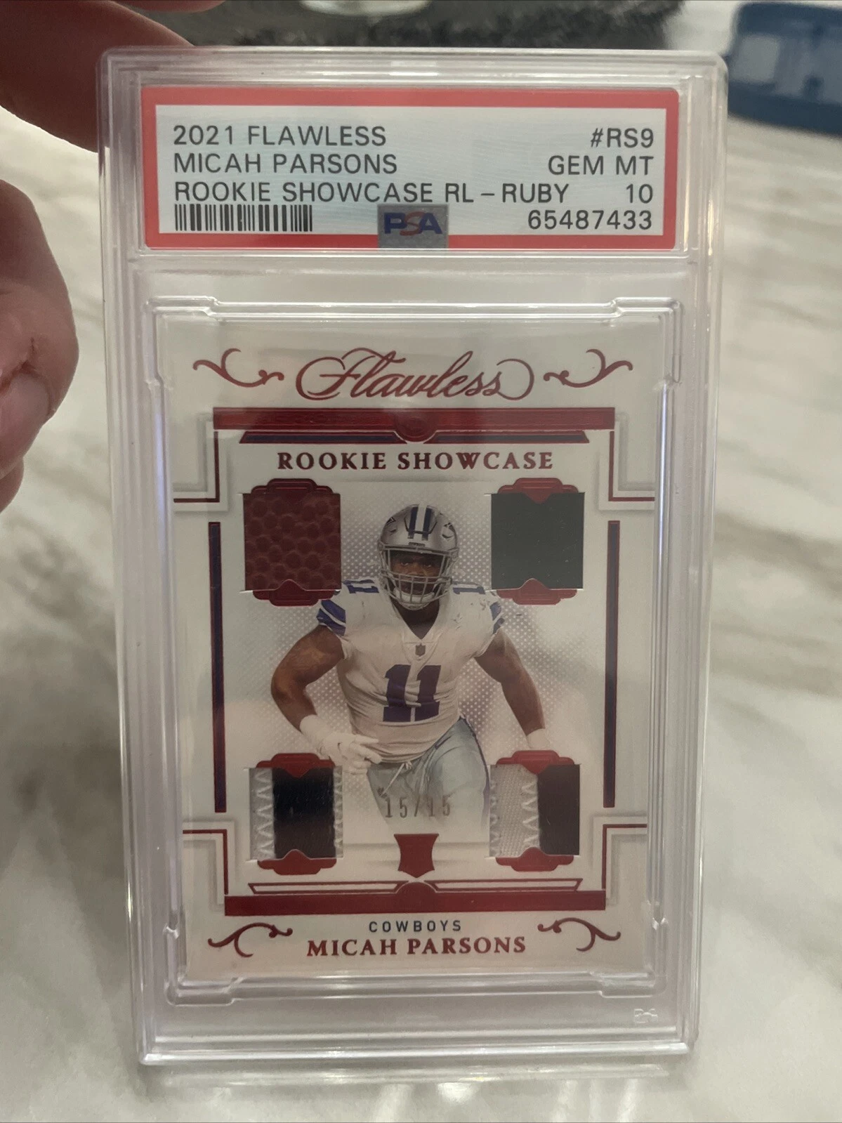 Micah Parsons Panini Flawless Rookie Showcase Relics #RS9 Ruby