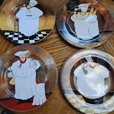 Chef Themed 8 1/4'' Decorative Plates By Sakura Set Of 4