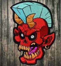 Big punk skull back patch, biker patch for bikers, motoclub jacket, Large patch,
