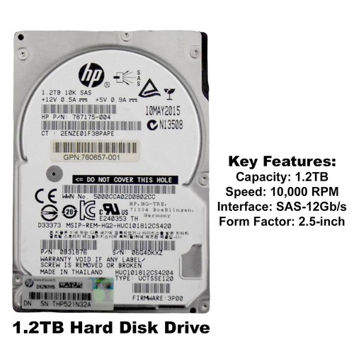 HP MLC 1.2TB 10K RPM SAS 12Gb/s SFF 2.5" Hard Drive 787175-004 0B31876 - Picture 2 of 10