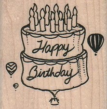 Birthday Balloon 2 1/4 x 2 1/4" Rubber Stamp, Special Occasion Stamp