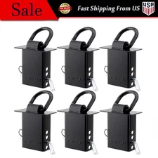 Black 6Pk Adjustable Trailer Stake Pocket D-Ring Heavy Duty Load Limit 5400lbs