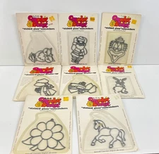 Vintage 70s 8 Makit Bakit Suncatcher Kits  Stained Glass Owl  Clown Horse Santa