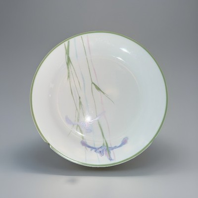 Corelle by Corning Shadow Iris Bread Plates Green Rim Set Of 3