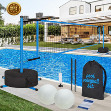 Pool Volleyball Net Set for Inground/Above Ground Pools with Sand-Filled Weighte