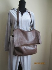 Women's Genuine Brawn Leather Crossbody Shopper Tote Bag Purse Size M