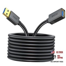 USB 3.0 Extension Cable 20 FT, Heavy-Duty 22AWG Power Wire, USB 20FT Black
